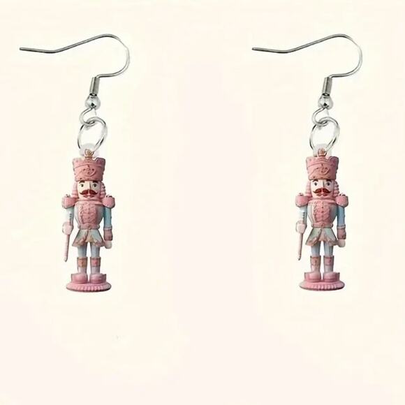 Acrylic Nutcracker Christmas Earrings - Picture 1 of 3